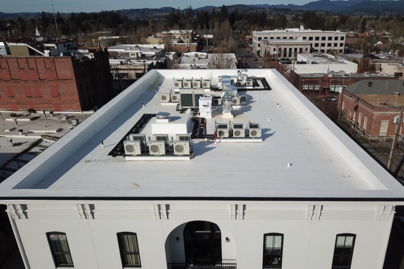Atticus Hotel Exterior Roof Flyby HVAC System